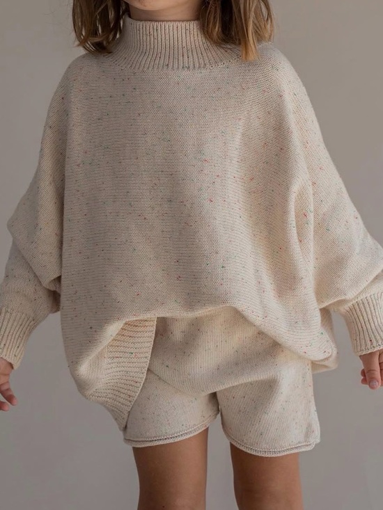 Never Not Other - Kids' Soft Cream confetti Mock-Neck Sweater Top